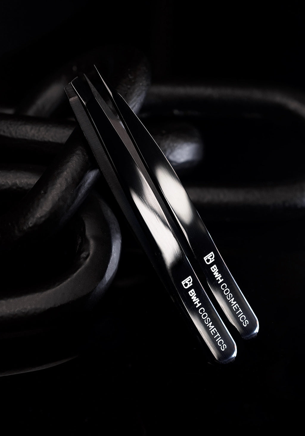 BWH - Pointy + Slanted Midnight Chrome Tweezers